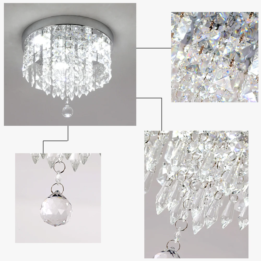 Modern Crystal Ceiling Lamp Luxury Led Pendant Lighting Living Dining Room Silver Fixtures Home Decor Hanging Chandelier Bedroom