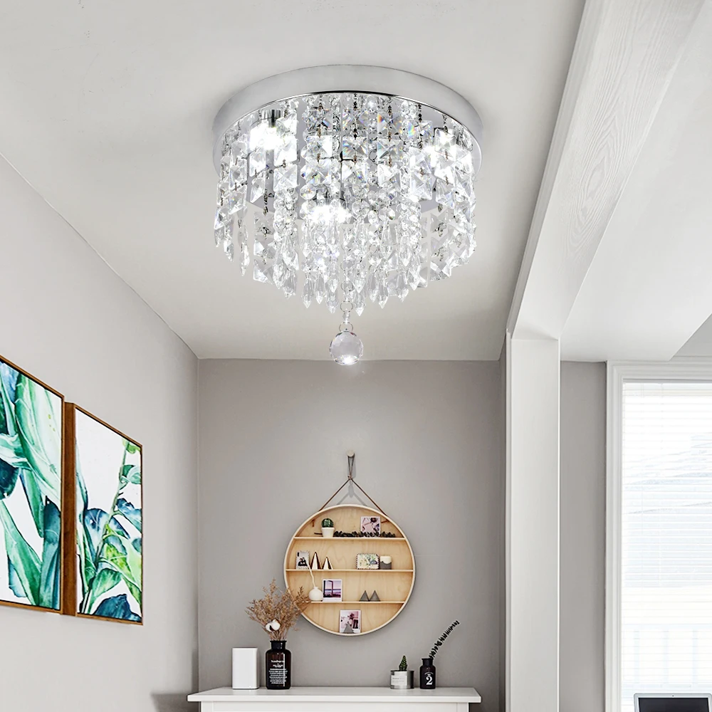 Modern Crystal Ceiling Lamp Luxury Led Pendant Lighting Living Dining Room Silver Fixtures Home Decor Hanging Chandelier Bedroom