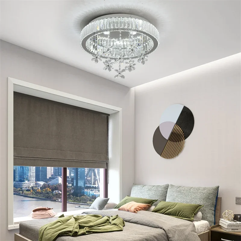 Modern Crystal Ceiling Lamp Luxury Led Pendant Lighting Living Dining Room Silver Fixtures Home Decor Hanging Chandelier Bedroom