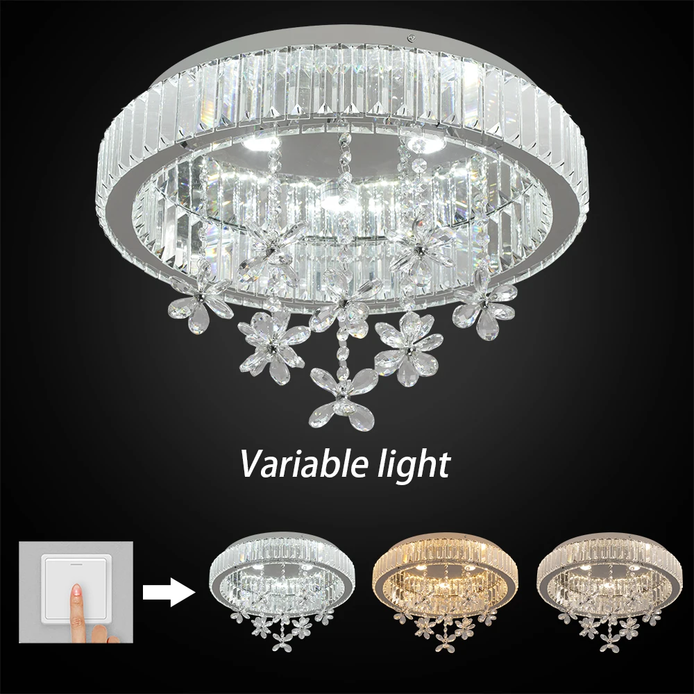Modern Crystal Ceiling Lamp Luxury Led Pendant Lighting Living Dining Room Silver Fixtures Home Decor Hanging Chandelier Bedroom