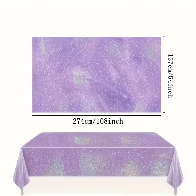 1/3pc Purple Iridescent Disposable Tablecloth Rainbow Laser Birthday Decoration Tablecloth for Bridal Wedding Party Supplies