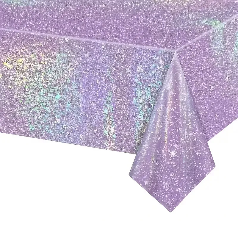1/3pc Purple Iridescent Disposable Tablecloth Rainbow Laser Birthday Decoration Tablecloth for Bridal Wedding Party Supplies