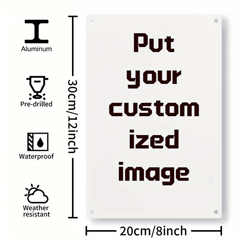 Custom Photo Metal Tin Sign 8x12 Inch Personalized Picture Aluminum Wall Art Decor for Home Wedding Gift