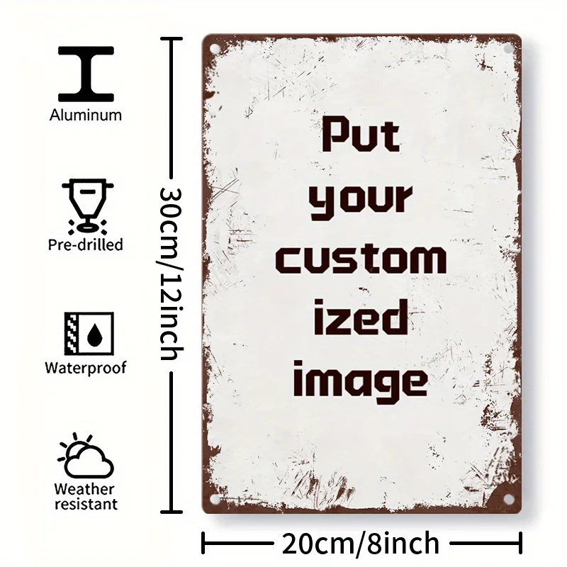 Custom Photo Metal Tin Sign 8x12 Inch Personalized Picture Aluminum Wall Art Decor for Home Wedding Gift