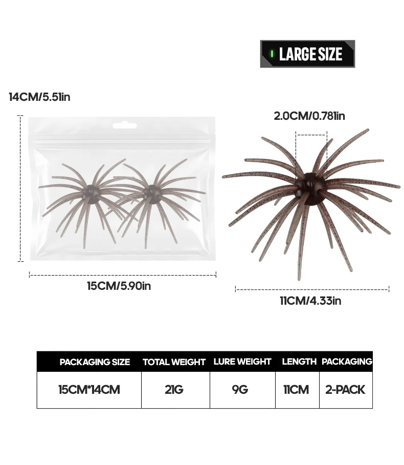 TAIYU 2-Pack Floating Sea Urchin Soft Lures, Bionic Soft Baits, TPE Material Fishing Lures for Saltwater Fishing, Commercial Pon