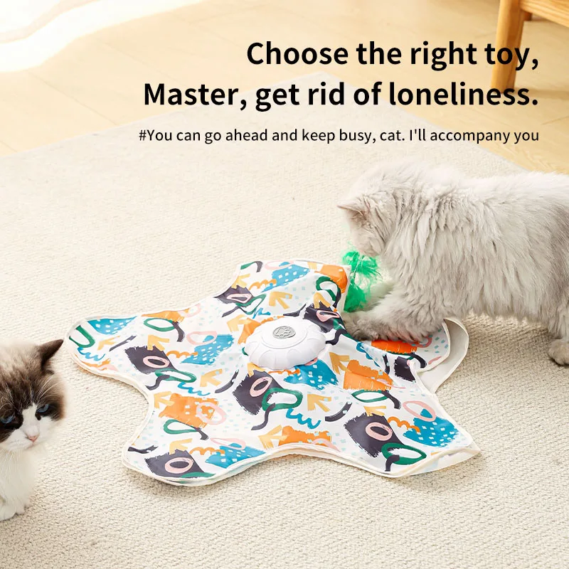 Cat Toy Cover, Automatic Fun Hide and Seek Cat Toy, Capture Toy for Training Cats to Move Flexibly, Built-in Simulated Feathers