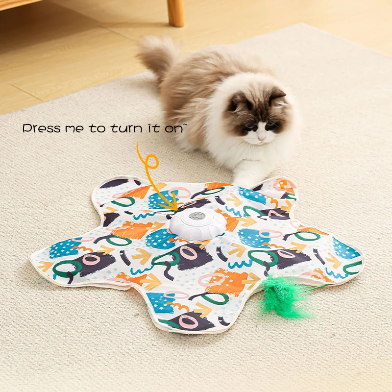 Cat Toy Cover, Automatic Fun Hide and Seek Cat Toy, Capture Toy for Training Cats to Move Flexibly, Built-in Simulated Feathers