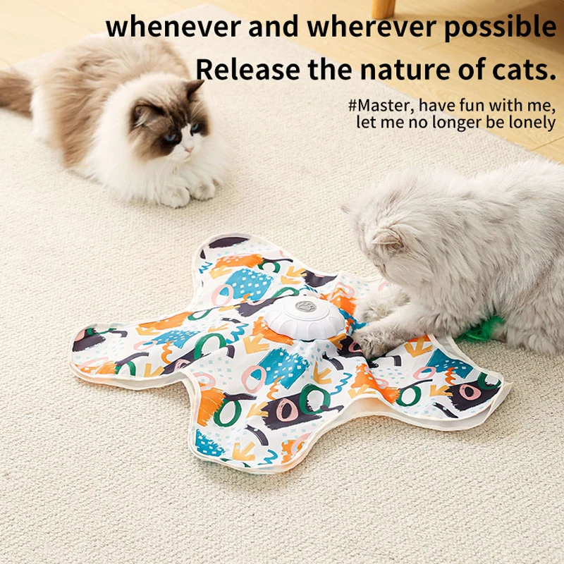 Cat Toy Cover, Automatic Fun Hide and Seek Cat Toy, Capture Toy for Training Cats to Move Flexibly, Built-in Simulated Feathers