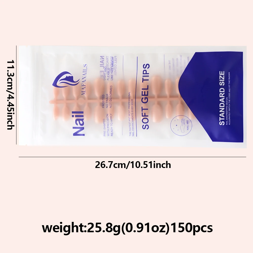 150Pcs Gradient Nude Short Almond Fake Nails XS/S/M Size Glossy Full Cover Press On Nail for Women Daily Wear False Fingertips
