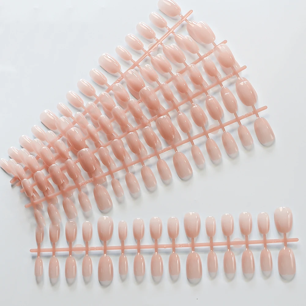 150Pcs Gradient Nude Short Almond Fake Nails XS/S/M Size Glossy Full Cover Press On Nail for Women Daily Wear False Fingertips