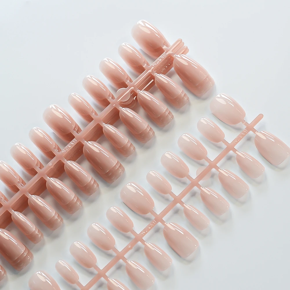 150Pcs Gradient Nude Short Almond Fake Nails XS/S/M Size Glossy Full Cover Press On Nail for Women Daily Wear False Fingertips