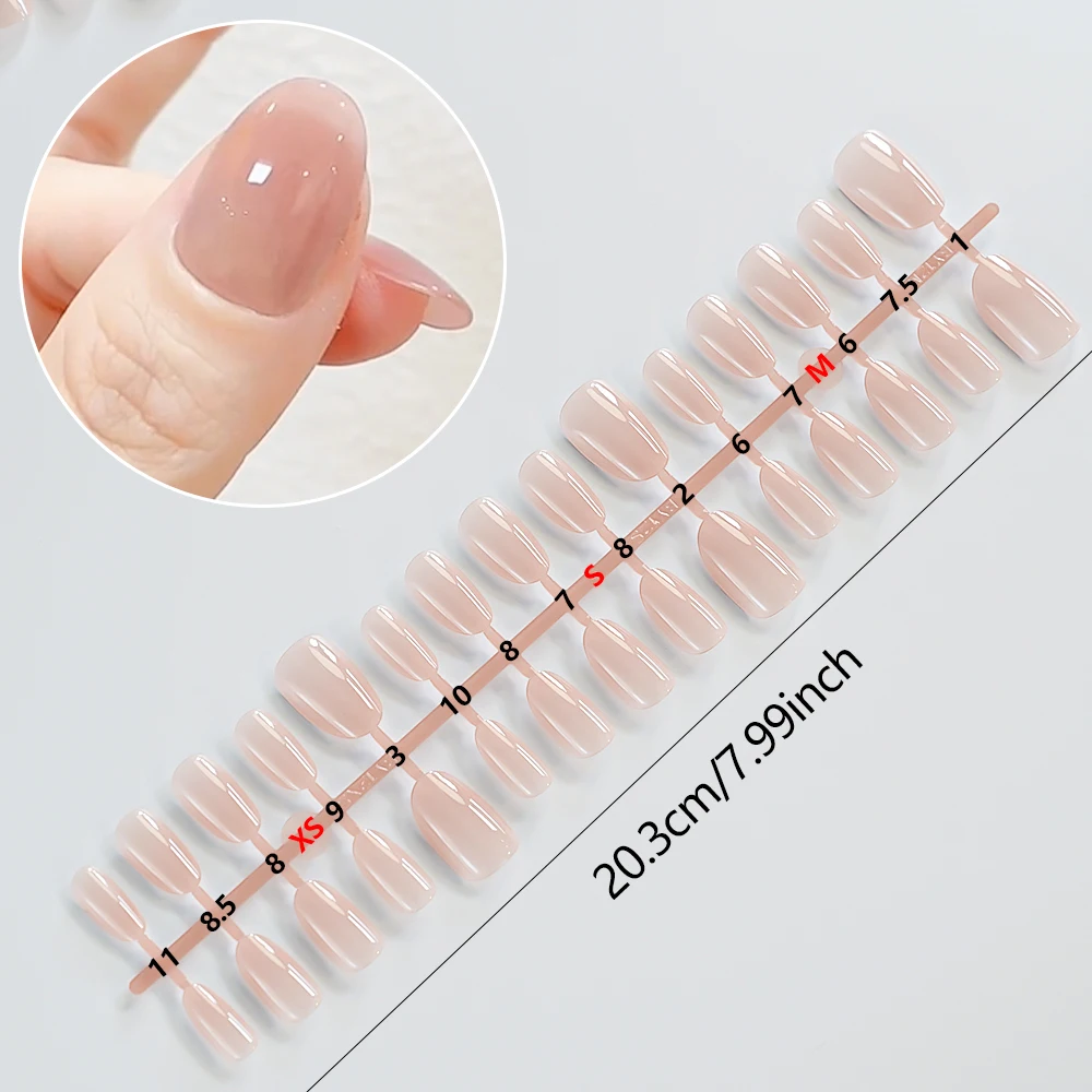 150Pcs Gradient Nude Short Almond Fake Nails XS/S/M Size Glossy Full Cover Press On Nail for Women Daily Wear False Fingertips