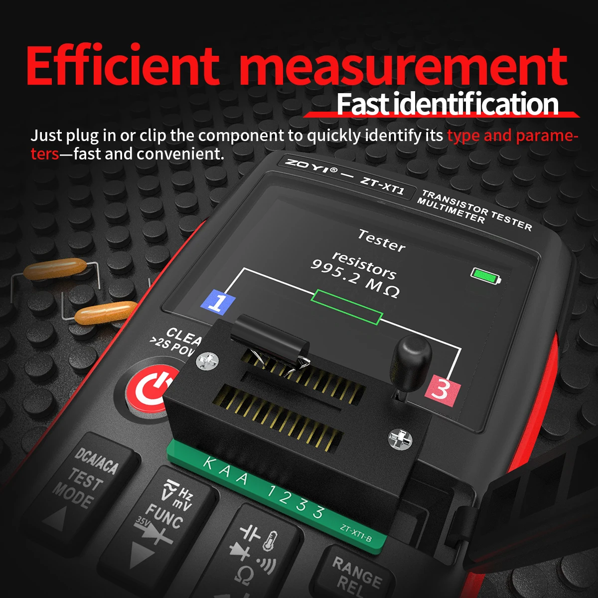 ZOYI ZT-XT1 2-in-1 LCR Digital Multimeter & Transistor Tester, for Voltage Resistance Diode Continuity Testing