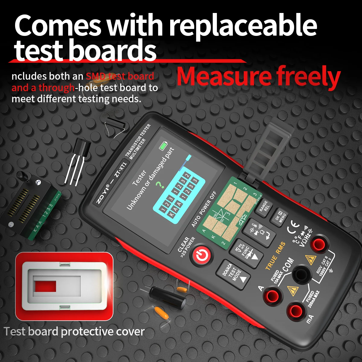 ZOYI ZT-XT1 2-in-1 LCR Digital Multimeter & Transistor Tester, for Voltage Resistance Diode Continuity Testing