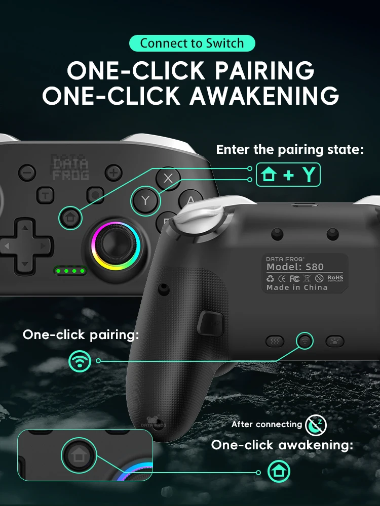 DATA FROG S80 Pro 2PCS Wireless Game Controller For Switch 2 / Switch OLED / Switch Lite Console Gamepad For PC