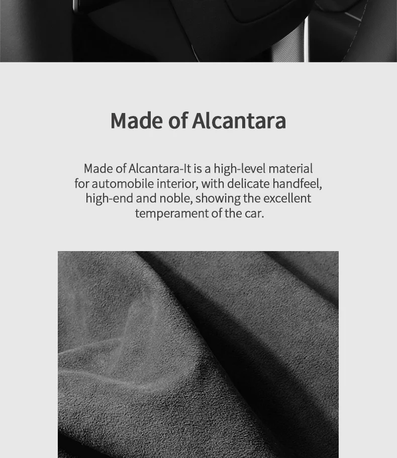 For Tesla Model 3 Highland / Model Y Juniper 2026- Steering Wheel Decorative Frame Trim Sticker Car Accessory Made of Alcantara