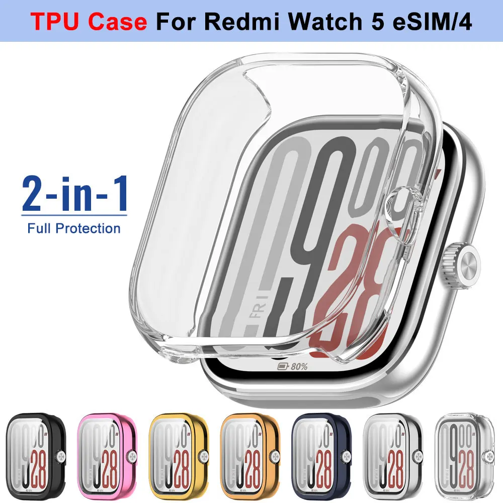 Soft TPU Case For Xiaomi Redmi Watch 5 Accessories All-around Bumper Frame Screen Protector Shell For Redmi Watch4 Cover Cases