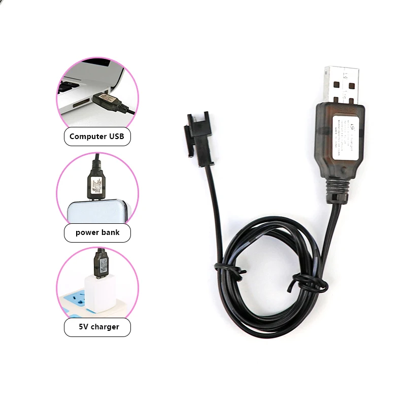 1PC 7.4V (3.7V X2) Charger SM-2P/3P SM-4P Reverse XH-3P/4P Li-ion Battery Electric RC Toys Car Boat USB Charge