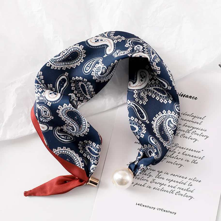Elegant Pearl Tail Magnetic Clasp Scarf 2025 Summer New Versatile Breathable Fashion Artistic Accessory Neck Wrap Scarves Gifts