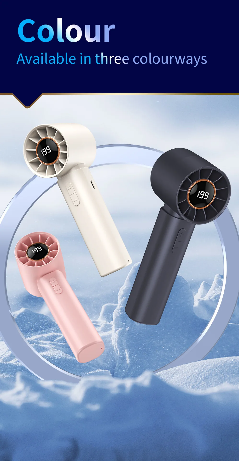 Hot New High Speed Folding Refrigeration Fan, Digital Display Mini Portable USB Charging Fan, High Wind Power Handheld Fan
