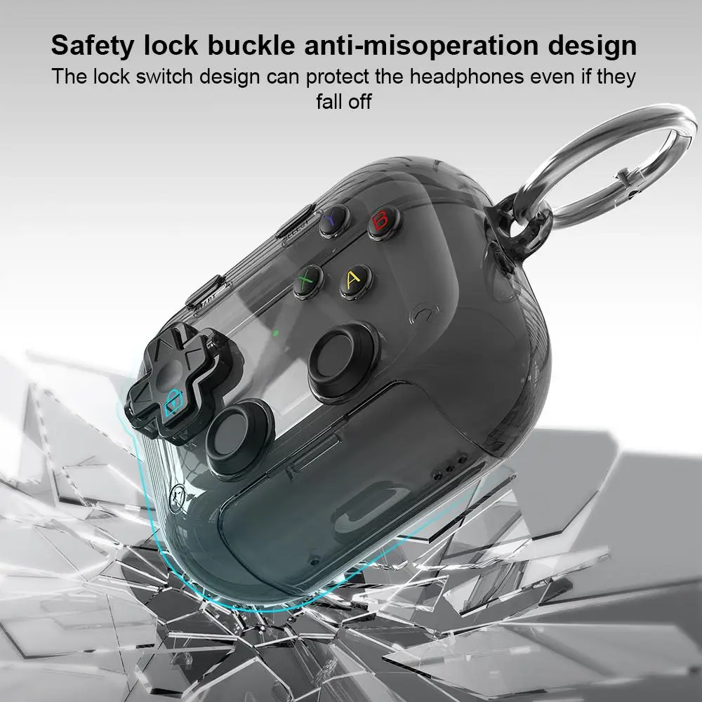 XDcase Transparent Retro Game Console Design Earbuds Case For AirPods Pro 3 / 4 / Pro 2 / 1 with Holder & Stress Relief Button
