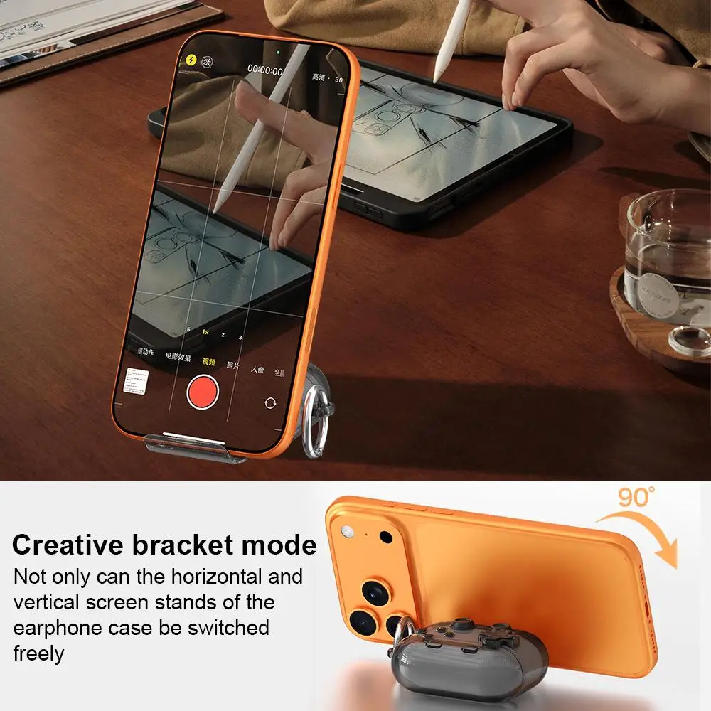 XDcase Transparent Retro Game Console Design Earbuds Case For AirPods Pro 3 / 4 / Pro 2 / 1 with Holder & Stress Relief Button