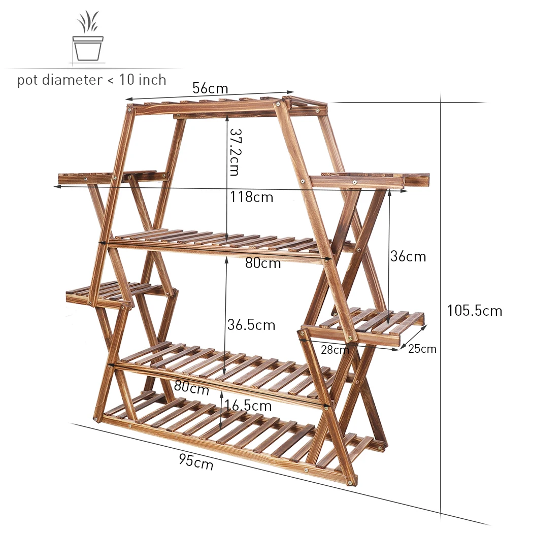 Large Triangular Wood Plant Stand Indoor 6 Tier Flower Pot Holder Shelf Corner Display Rack Organizer Shelves