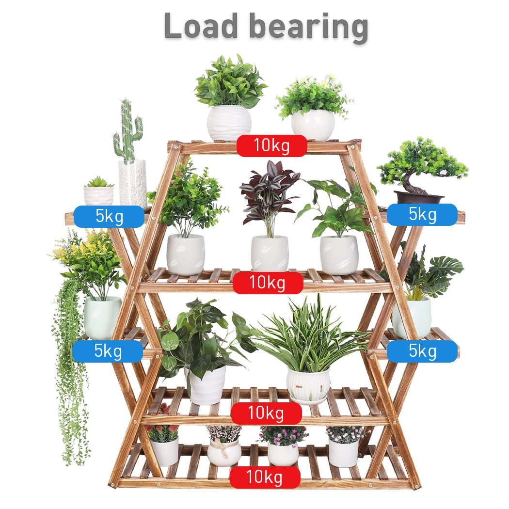 Large Triangular Wood Plant Stand Indoor 6 Tier Flower Pot Holder Shelf Corner Display Rack Organizer Shelves