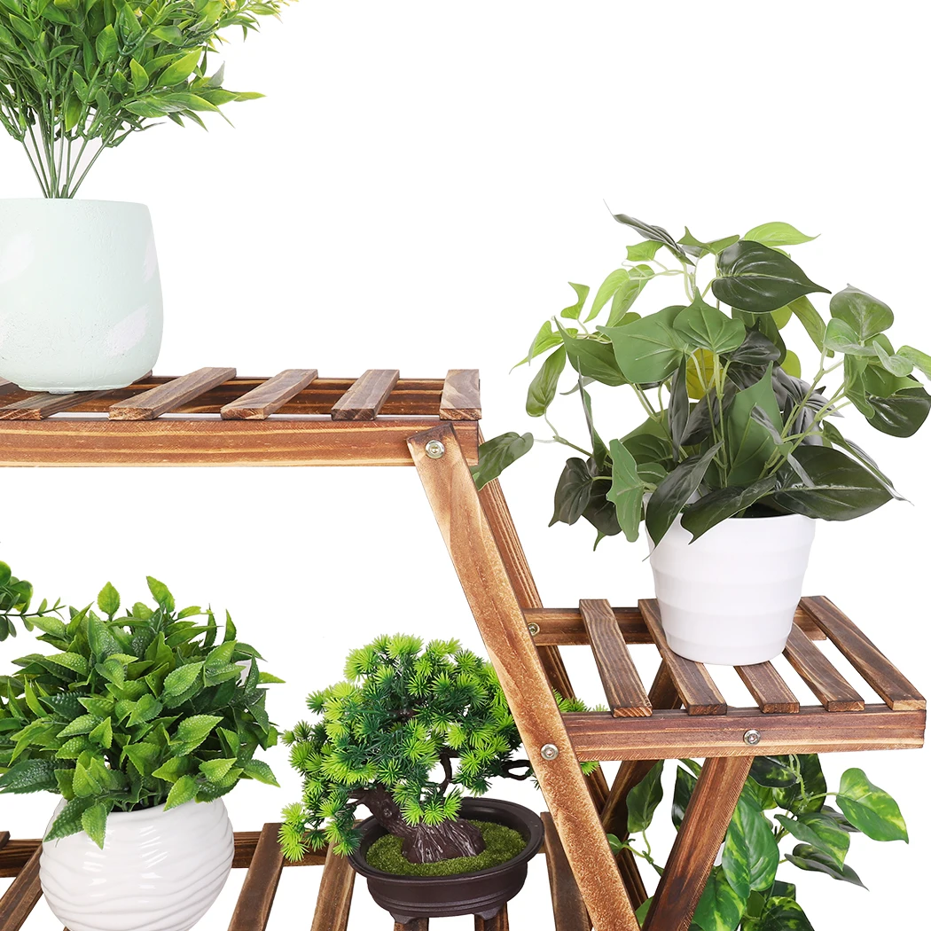 Large Triangular Wood Plant Stand Indoor 6 Tier Flower Pot Holder Shelf Corner Display Rack Organizer Shelves