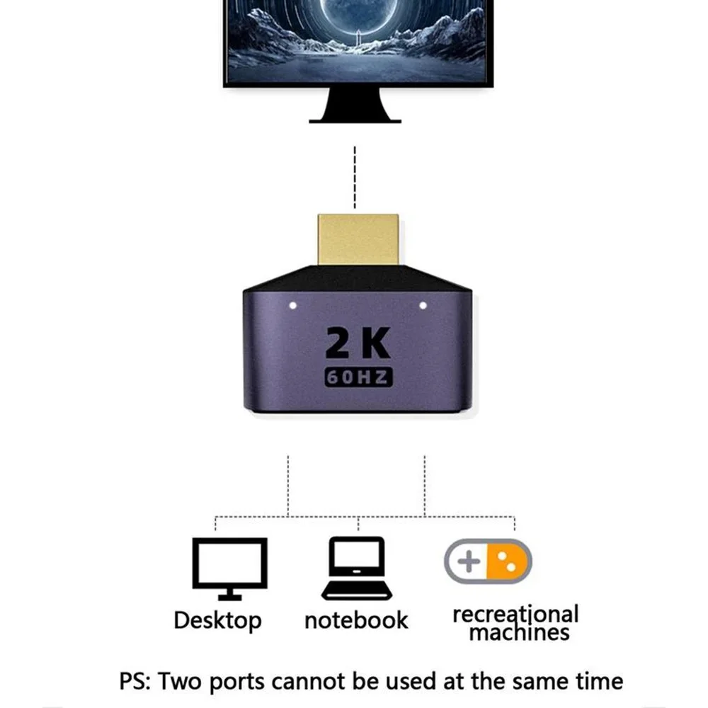 HDMI-Compatible To Dual HDTVAdapter HD 2K Dual Output Splitter Monitor Adapter 1 To2 HDTVMale To Two HDMIFemale Adapter Splitter