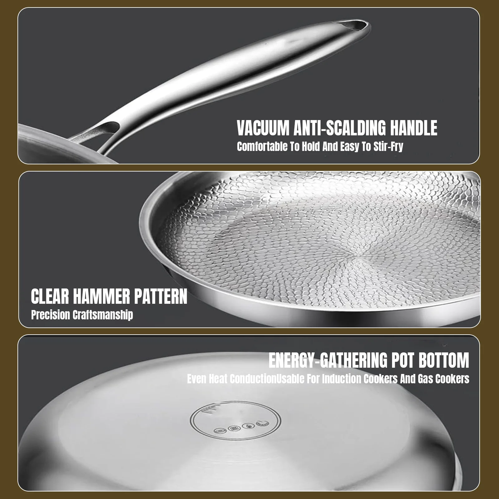 Uncoated Pure Titanium Non Stick Frying Pan 26 28 30cm Fish Scale Hammer Pattern For Steak Kitchen Cookware Household