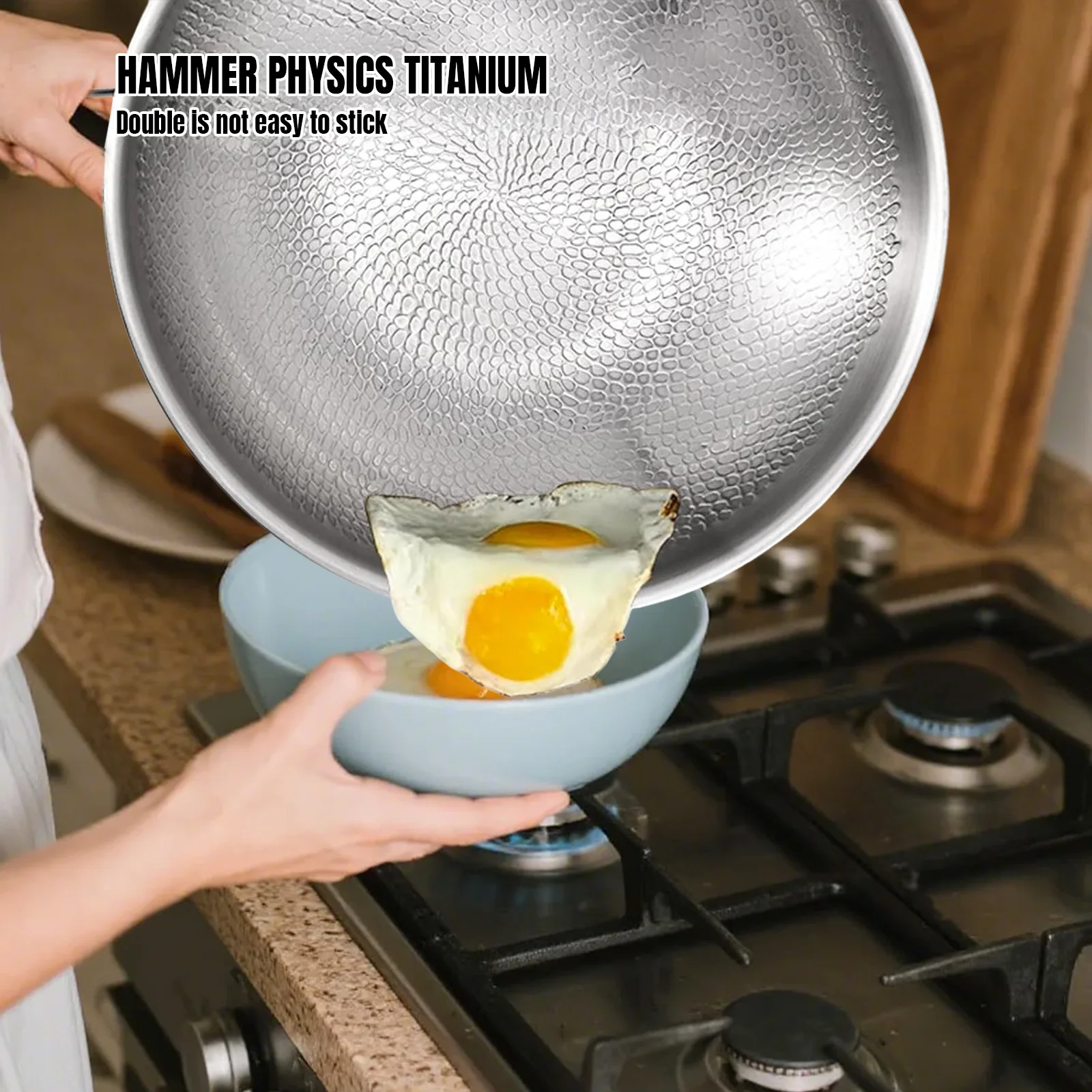 Uncoated Pure Titanium Non Stick Frying Pan 26 28 30cm Fish Scale Hammer Pattern For Steak Kitchen Cookware Household