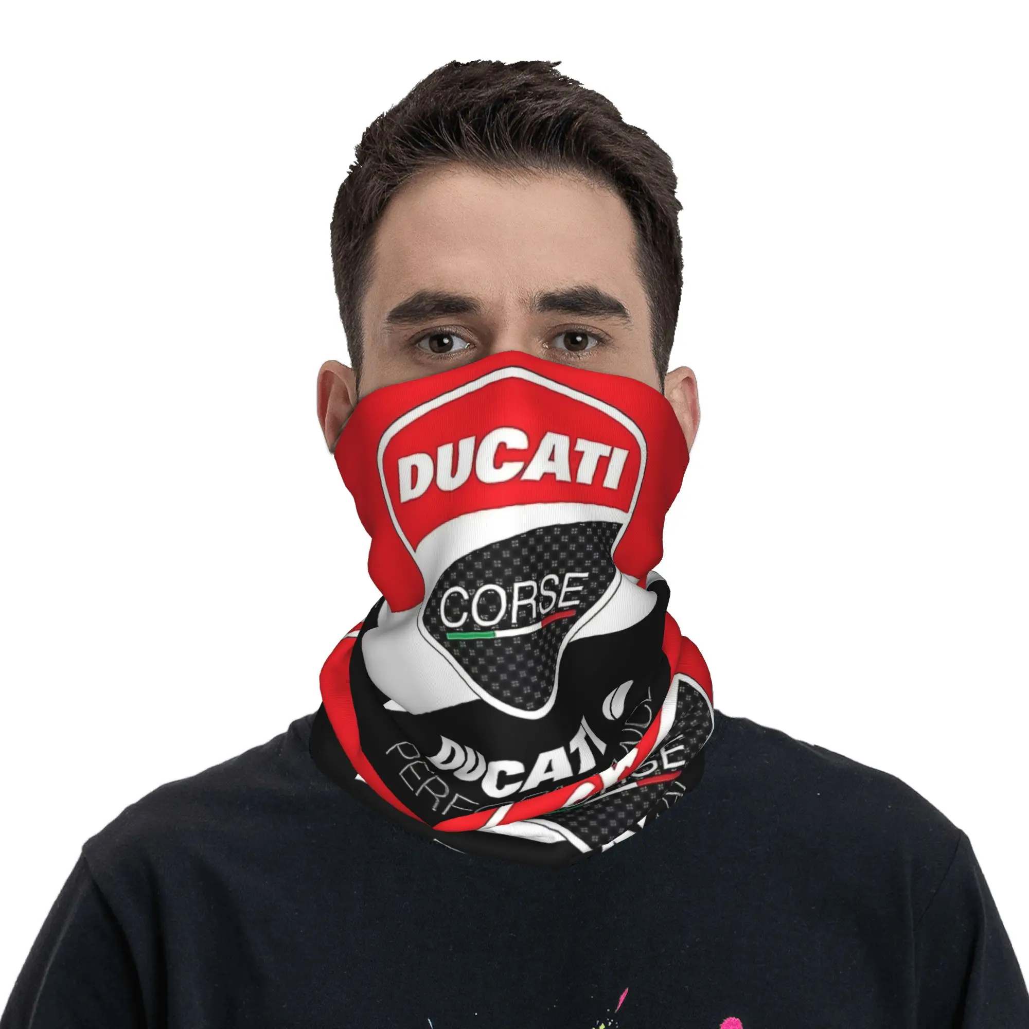 Custom Ducatis Motorcycle Bandana Neck Warmer Men Women Winter Hiking Ski Scarf Gaiter Racing Team Face Cover