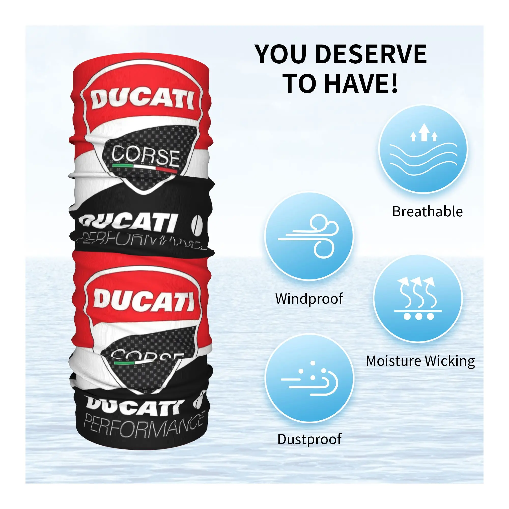 Custom Ducatis Motorcycle Bandana Neck Warmer Men Women Winter Hiking Ski Scarf Gaiter Racing Team Face Cover
