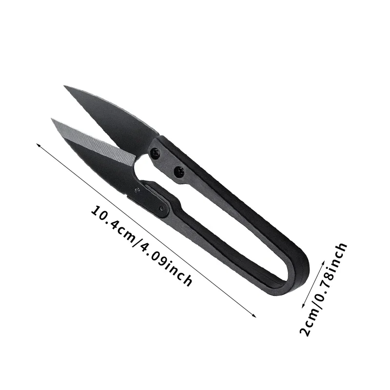1/2pcs Stainless Steel U-shaped Elastic Scissors Black Carbon Steel Clothing Needle Thread Sewing Scissors