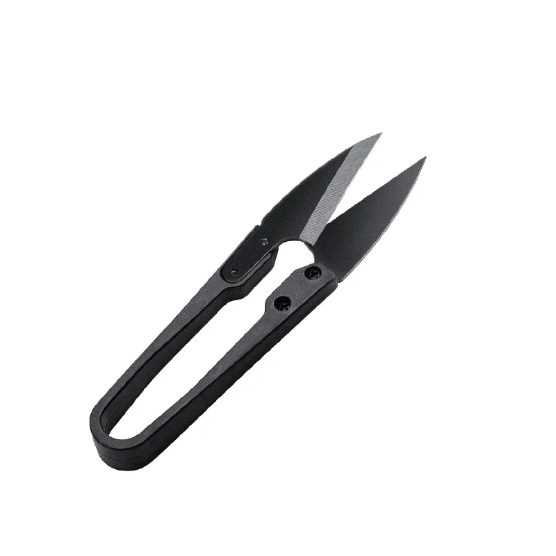 1/2pcs Stainless Steel U-shaped Elastic Scissors Black Carbon Steel Clothing Needle Thread Sewing Scissors