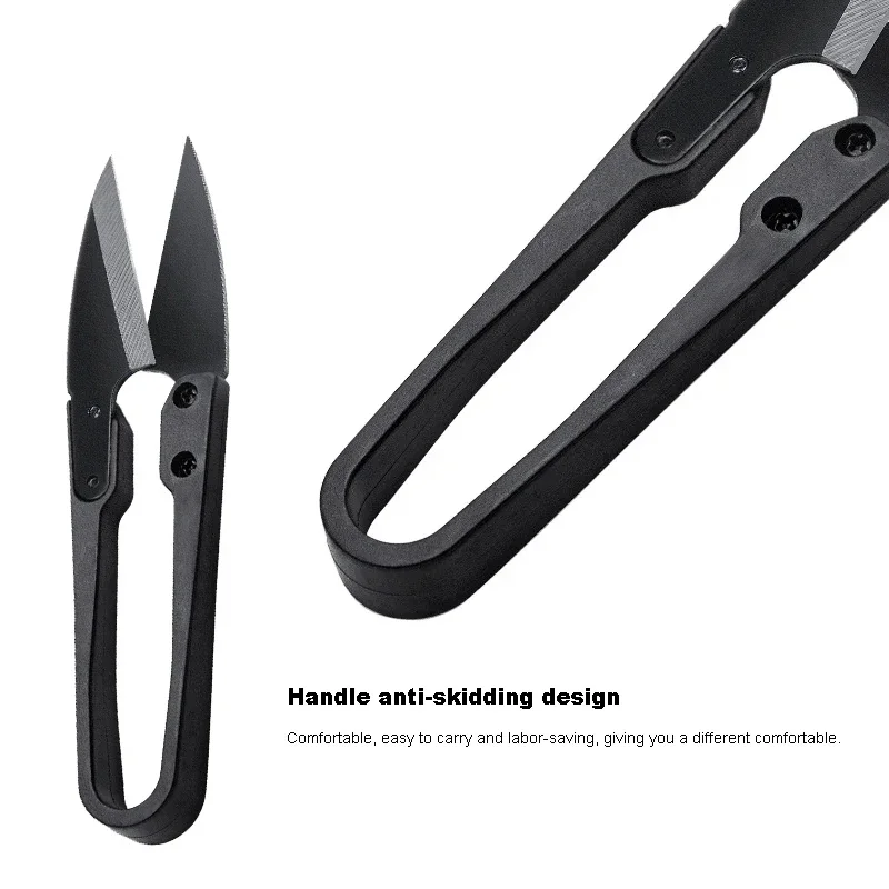 1/2pcs Stainless Steel U-shaped Elastic Scissors Black Carbon Steel Clothing Needle Thread Sewing Scissors