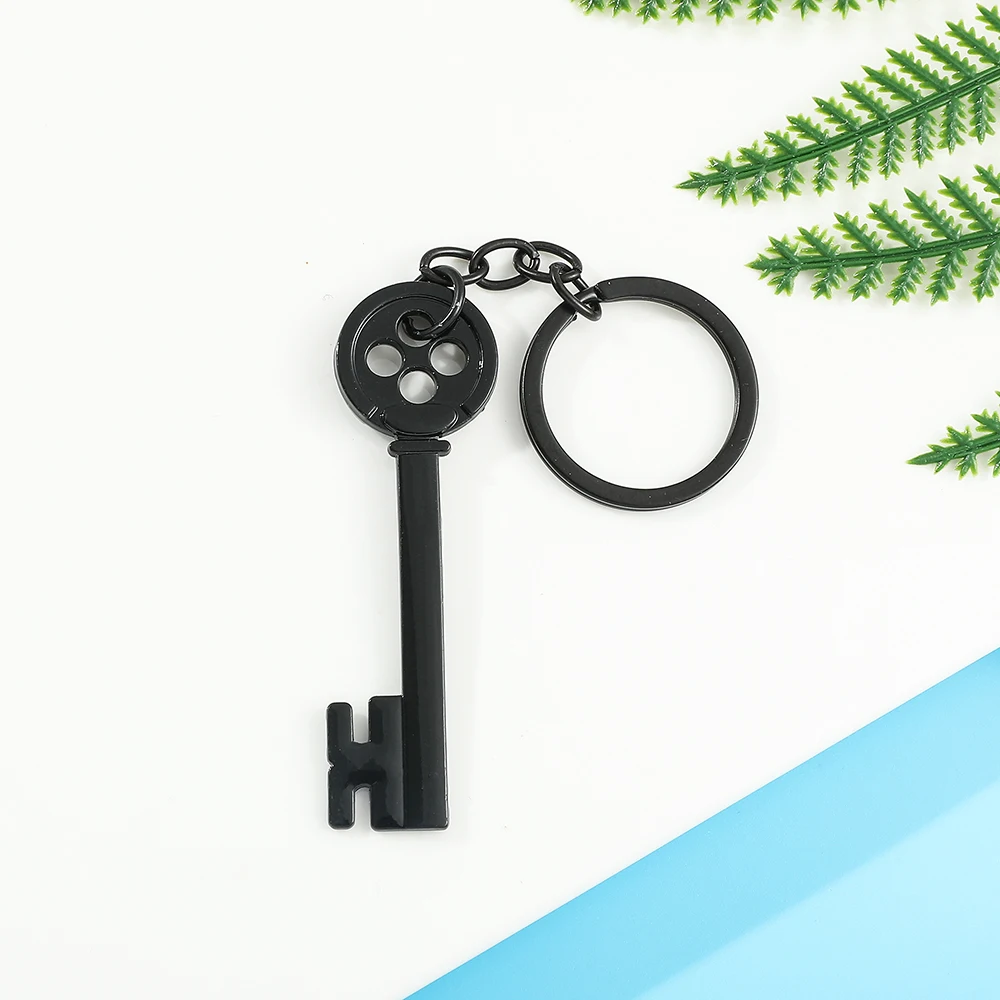 Movie Keychain Black Button Key Of The Secret Door Pendant Keyrings Cosplay Accessories