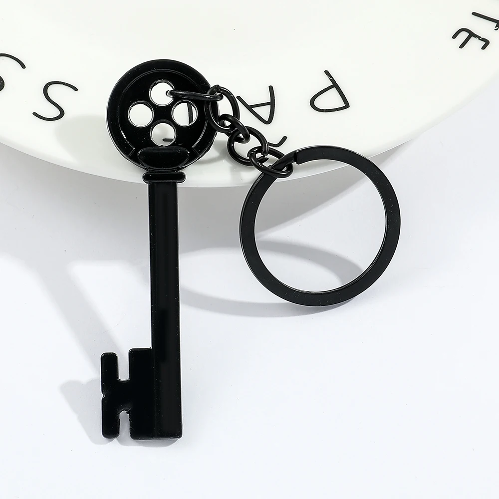Movie Keychain Black Button Key Of The Secret Door Pendant Keyrings Cosplay Accessories