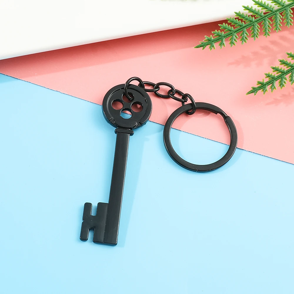 Movie Keychain Black Button Key Of The Secret Door Pendant Keyrings Cosplay Accessories