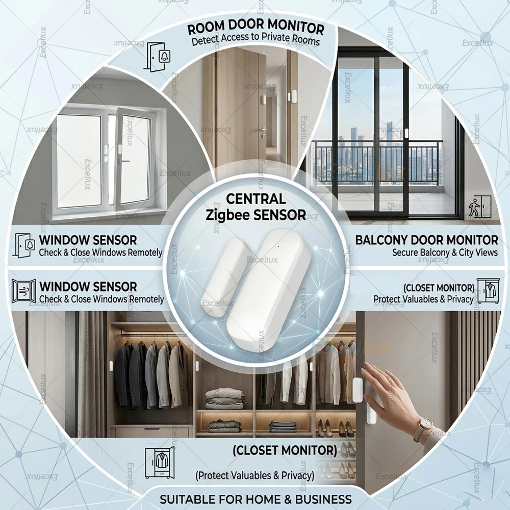 Tuya Zigbee Door Sensor Window Open Closed Detector Smart Home Security Protection Alarm System Works with Home Assistant Z2MQTT