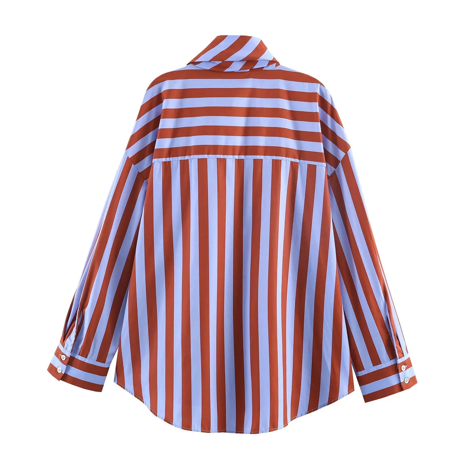 TFMLN Women Spring New Striped Shirt Elegant Bow Neck Single Breasted Loose Blouse Casual Vintage Printed Long Sleeve Shirts