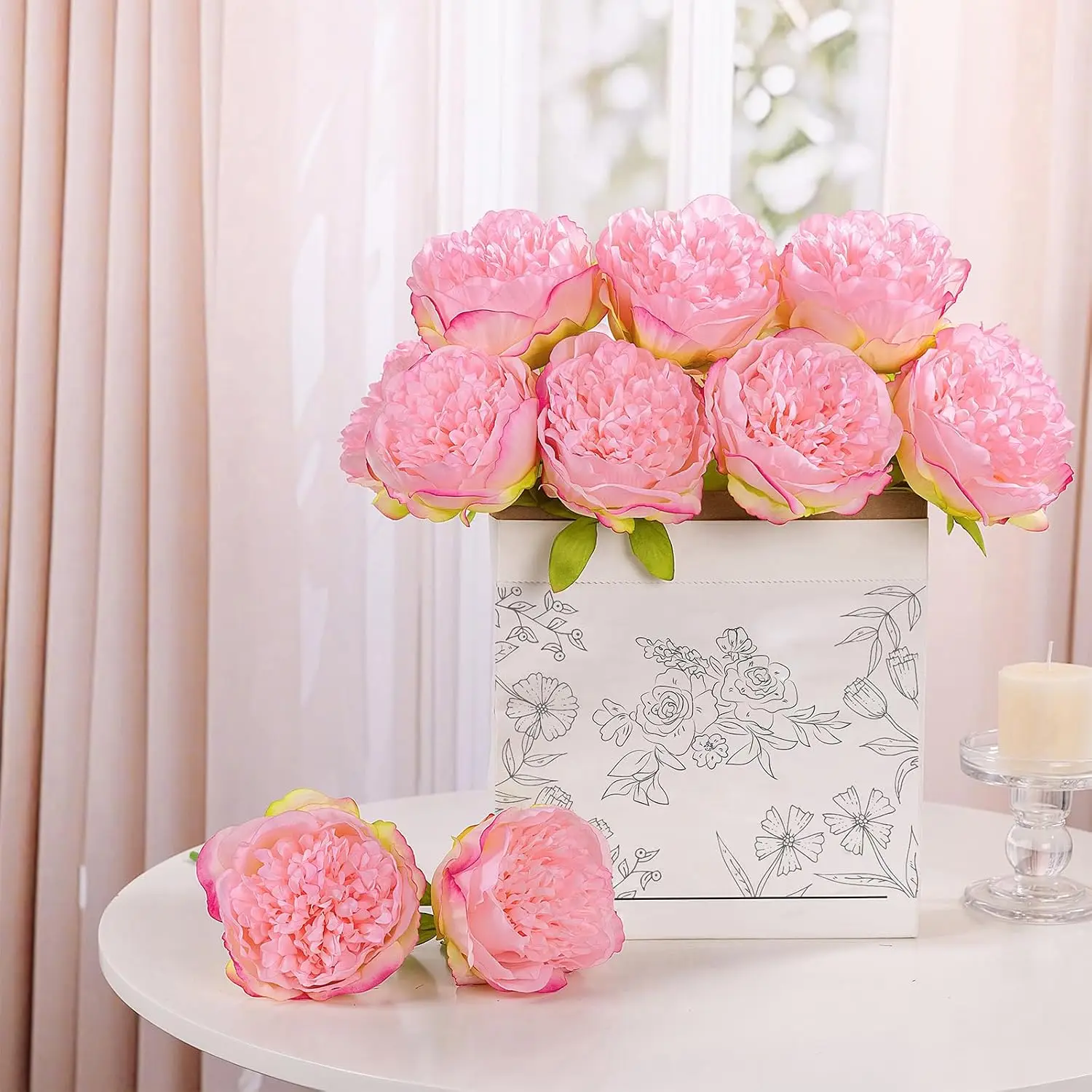 5Big Heads 11cm Diameter Rose Pink Peony Artificial Flowers Bouquet Fake Flower for Home Bride Wedding Decoration Marriage Decor