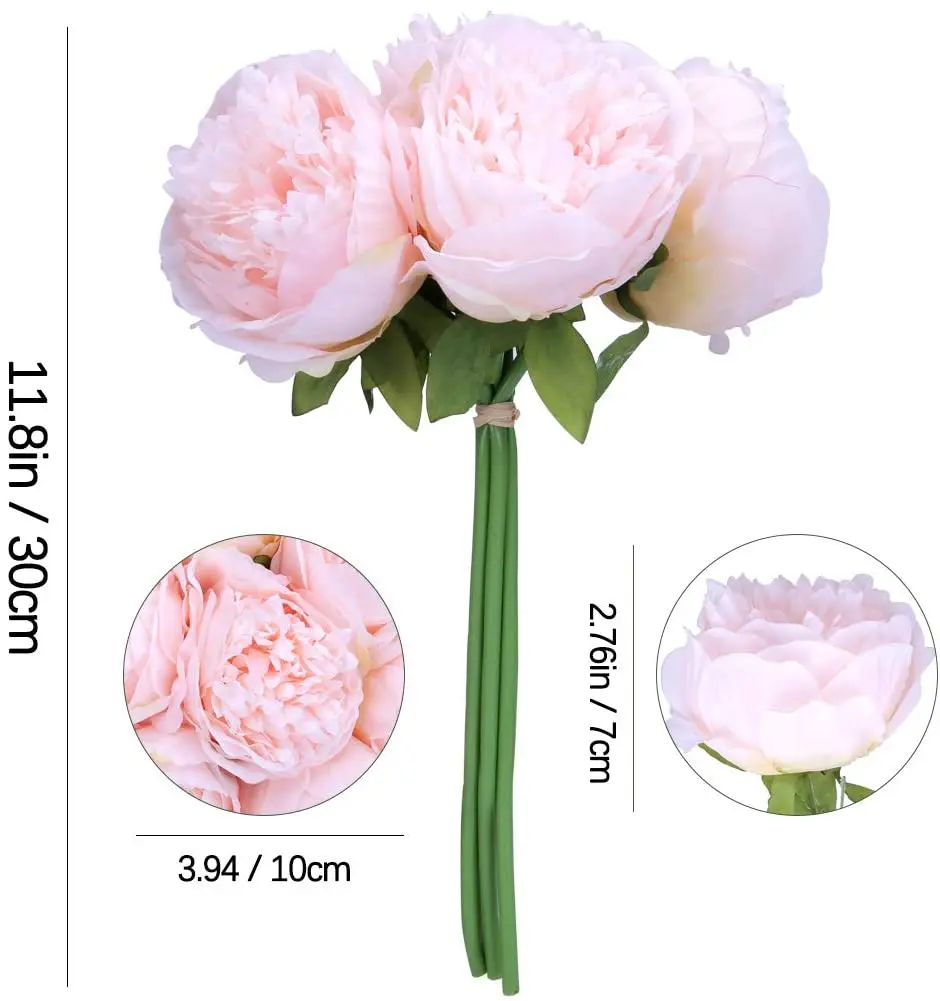 5Big Heads 11cm Diameter Rose Pink Peony Artificial Flowers Bouquet Fake Flower for Home Bride Wedding Decoration Marriage Decor