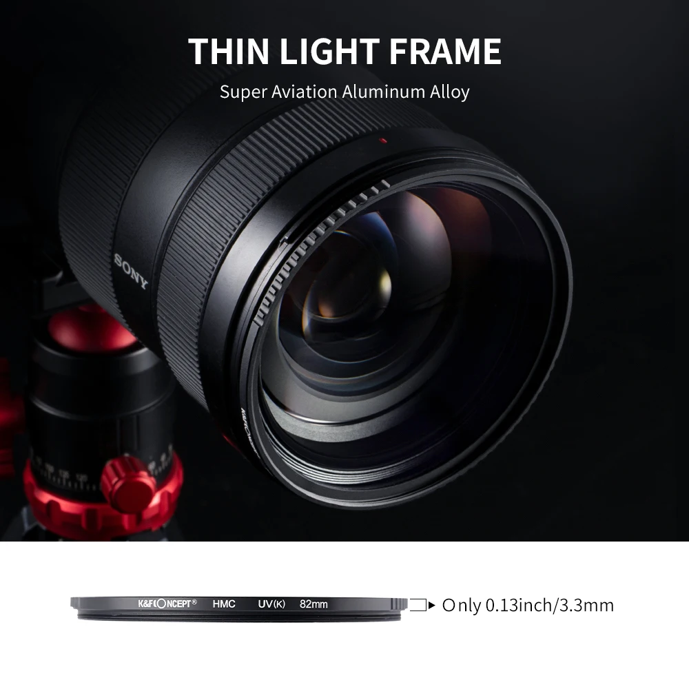 K&F CONCEPT 37-105mm UV Filter Lens MC Ultra Slim Optics with Multi Coated Protection 37mm 49mm 52mm 58mm 62mm 67mm 77mm 82mm