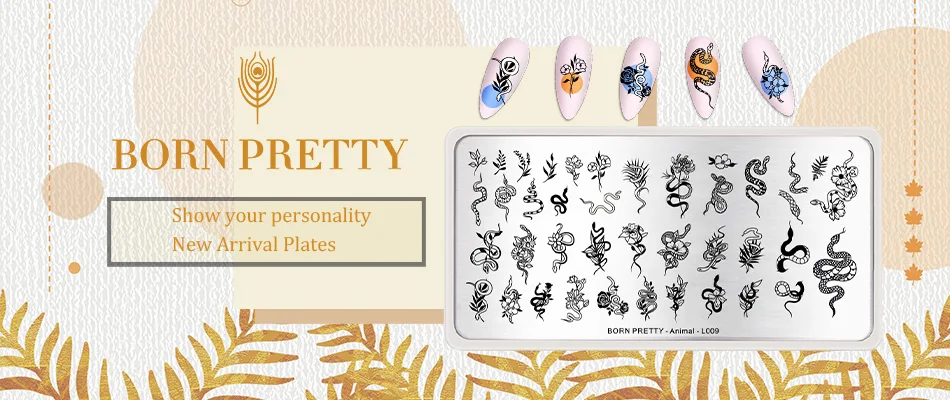 BORN PRETTY 2Pcs/Set 10ML Black White Nail Stamping Polish Varnish Gold Silver for Nail Art Plates Stamp Oil Stamping Series