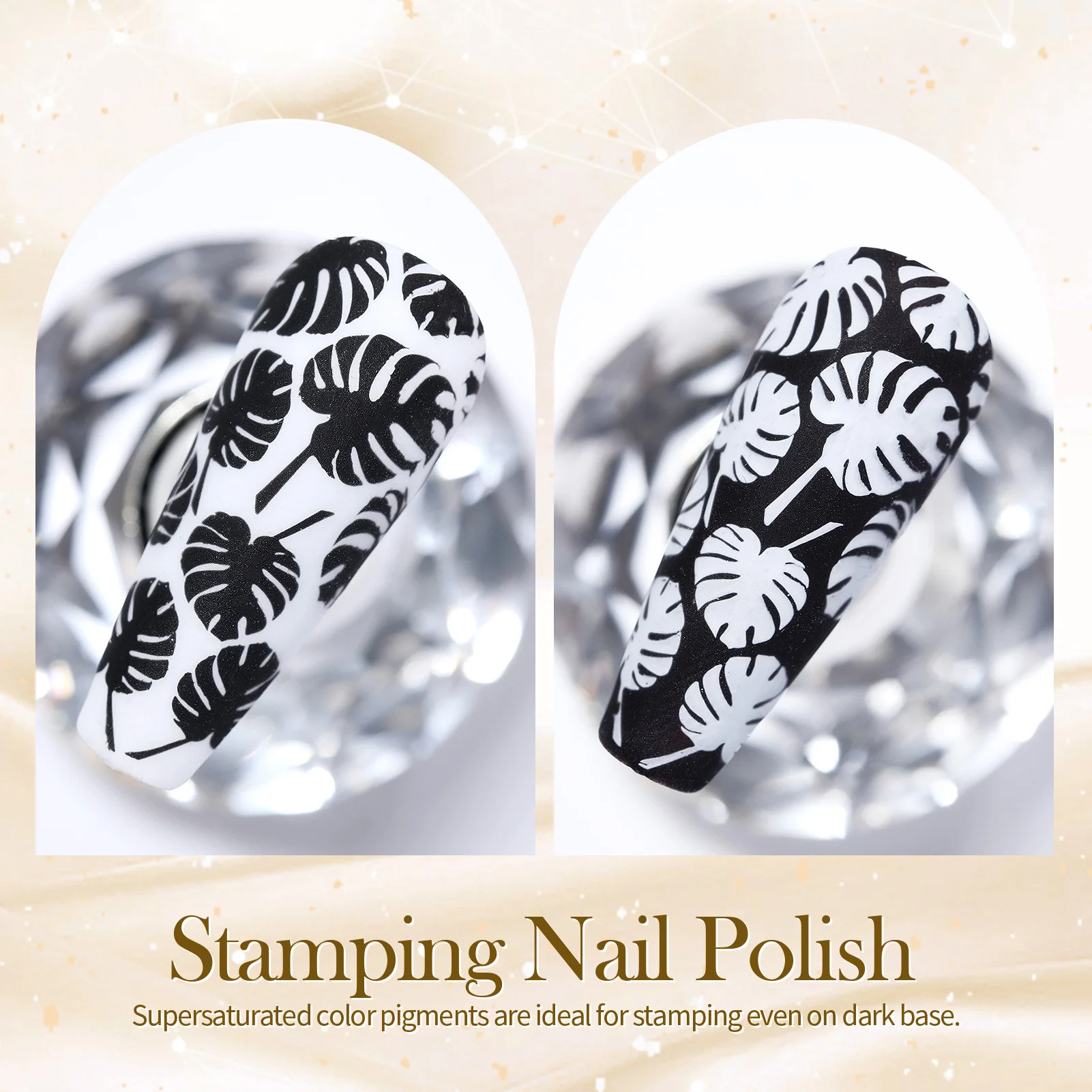 BORN PRETTY 2Pcs/Set 10ML Black White Nail Stamping Polish Varnish Gold Silver for Nail Art Plates Stamp Oil Stamping Series