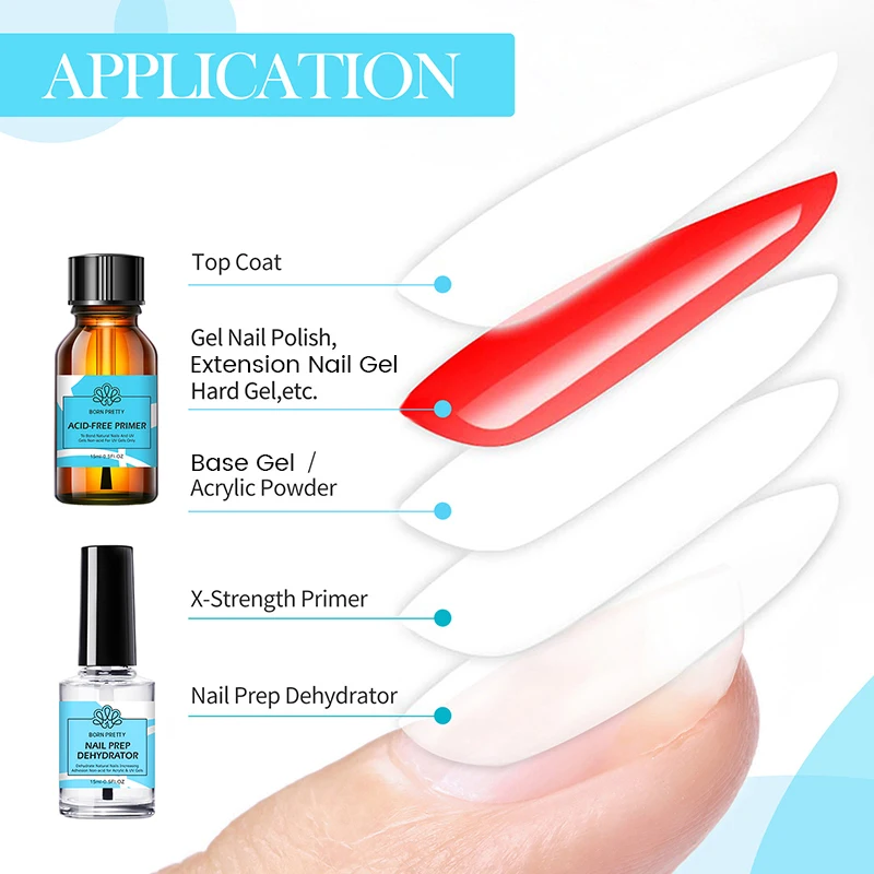 BORN PRETTY 15ml Nail-Primer Prep Dehydrator Gel Nail Polish No Need Of UV LED Lamp Base Top Coat Nail Art Varnish Manicure