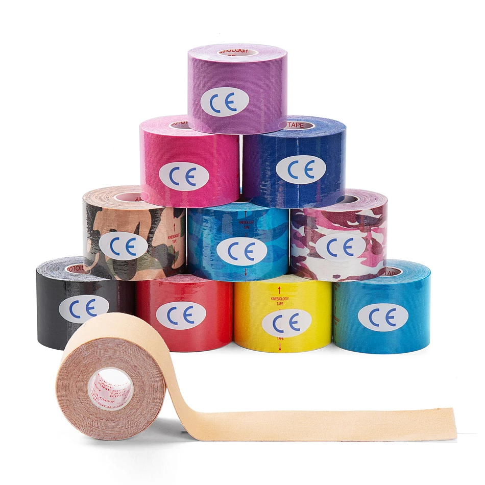 WOSWEIR-5 Size Kinesiology Tape Athletic Recovery Self Adherent Wrap Taping Medical Muscle Pain Relief Knee Pads Protector