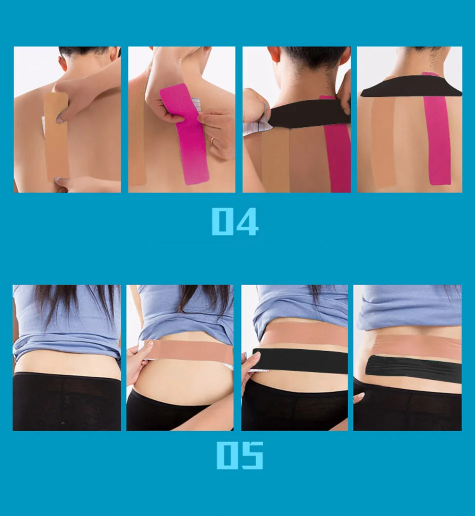 WOSWEIR-5 Size Kinesiology Tape Athletic Recovery Self Adherent Wrap Taping Medical Muscle Pain Relief Knee Pads Protector
